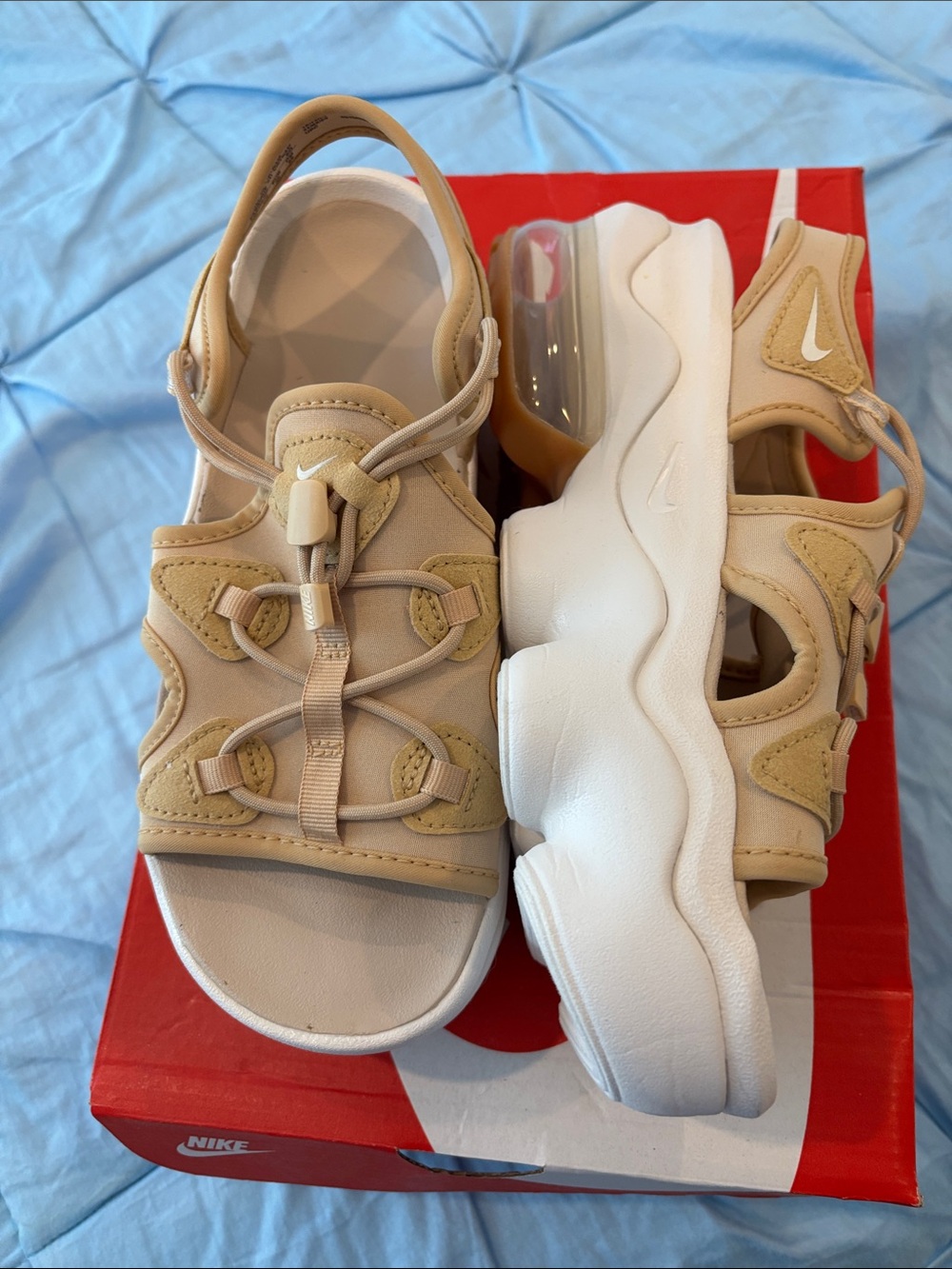Nike Air Max Koko Beige/Tan Sport Slide Sandals with Adjustable Bungee - Picture 2 of 4